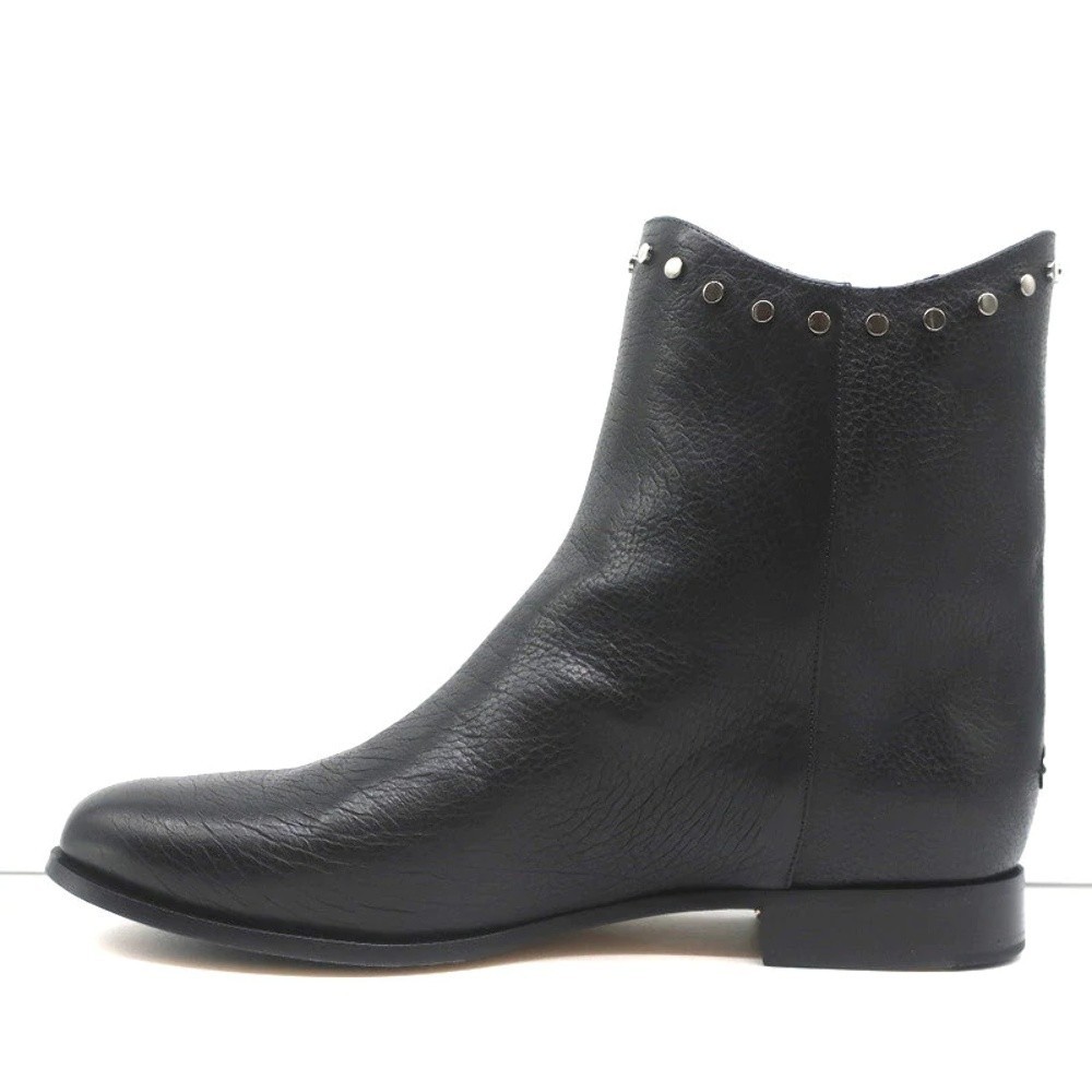 Jimmy Choo Marco Flat Ankle Boots Black Studded Leather Size 37 NEW - Picture 7 of 10